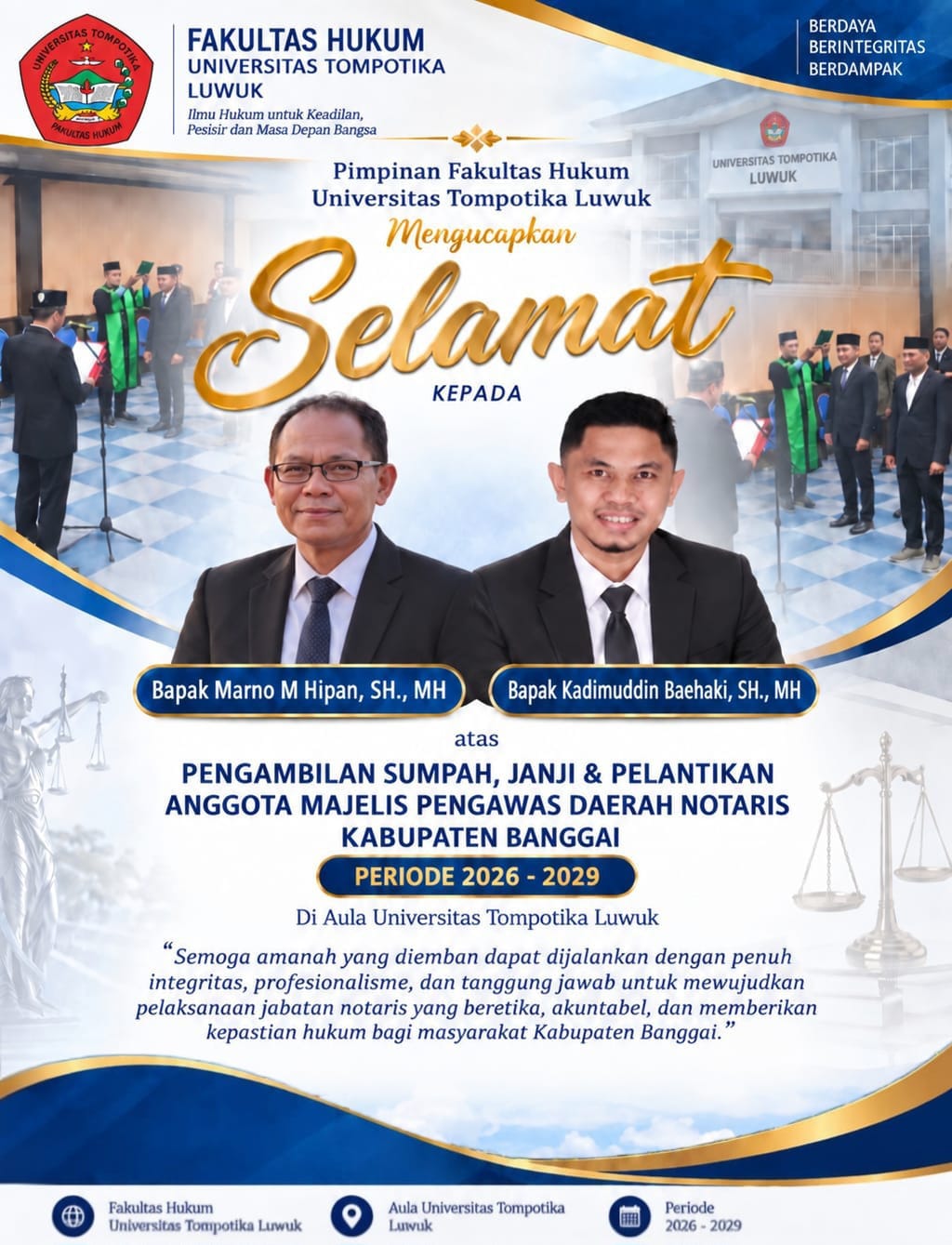 Dua Dosen Fakultas Hukum UNTIKA dilantik Sebagai MPDN Periode 2026-2029