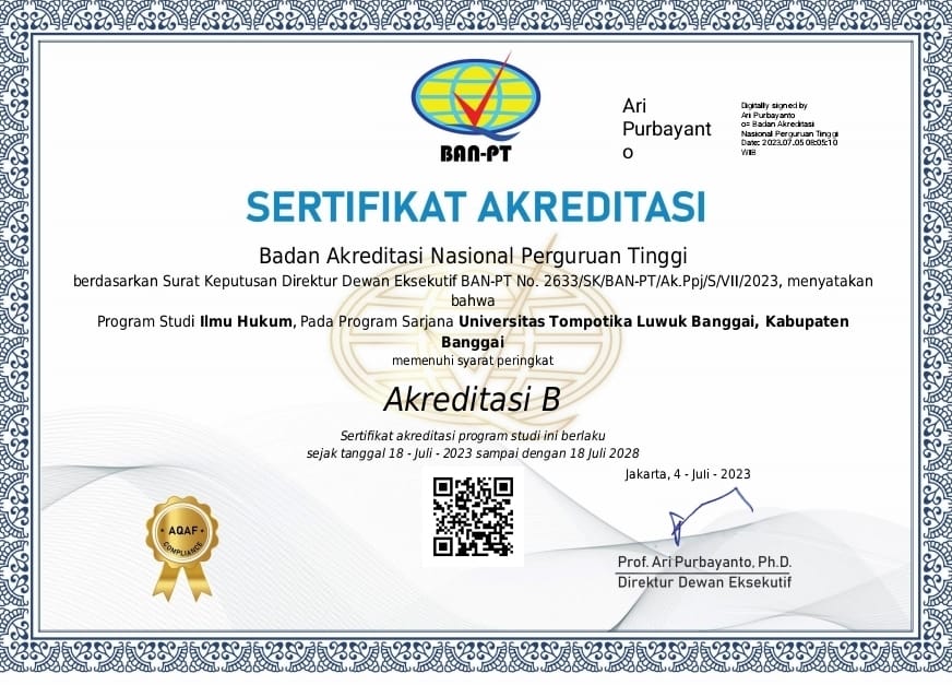 SERTIFIKAT AKREDITASI PROGRAM STUDI ILMU HUKUM